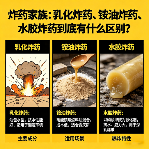 广灵炸药家族：乳化炸药、铵油炸药、水胶炸药到底有什么区别？
